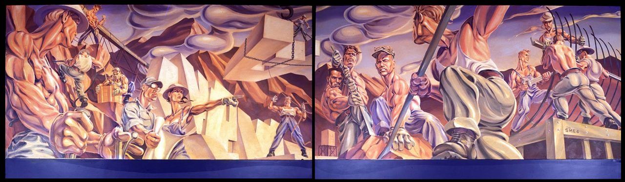 Fresque murale monumentale réalisée par Andrew Reid pour le WPA, sauvée et présentée dans la galerie de Walt Grace Vintage, à Wynwood, durant tout l'été ( à partir du mois de Mai).