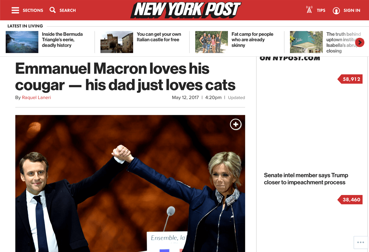 Brigitte Macron est une "Cougar" pour le New York Post