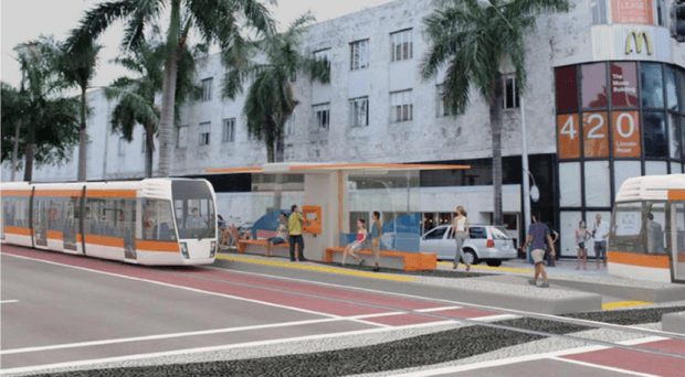 Le Baylink : Une image de synthèse présentée par la Metropolitan Planning Organization de Miami-dade County)