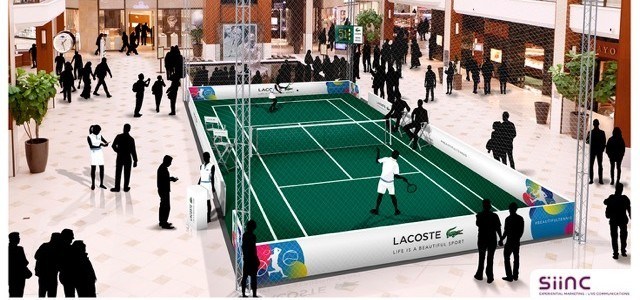 Court de tennis "pop up" de Lacoste au Aventura Mall (Miami - Floride)