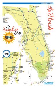 Carte tourisme Floride : votre carte touristique de Miami et de la Floride pour votre voyage et vos vacances dans le Sunshine State