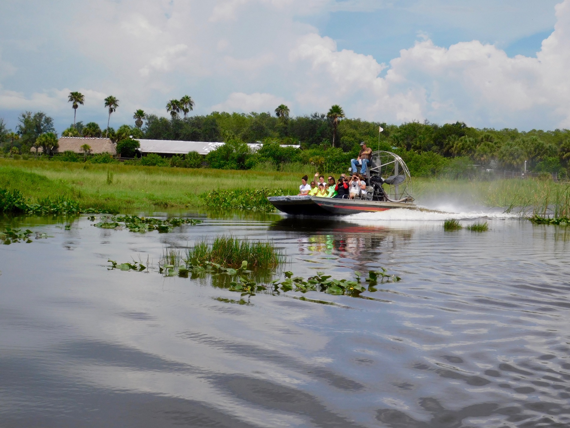 Airboat au Billie Swamp Safari, dans les Everglades de Floride (réserve Miccosukee de la forêt Big Cypress)