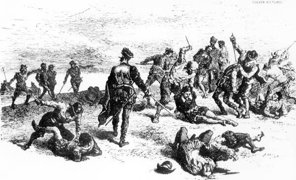 Le massacre de Jean Ribault par les troupes de Pedro Menendez