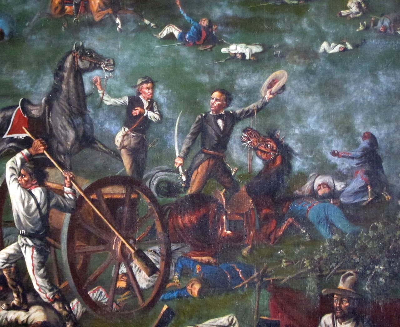 Sam Houston à la bataille de San Jacinto (détail d'une peinture au capitole du Texas)