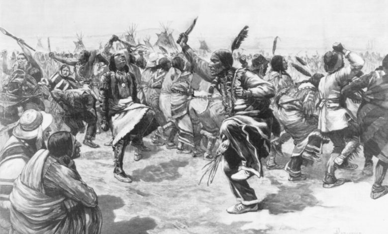 Les membres de "La Danse des Esprits" avant Wounded Knee