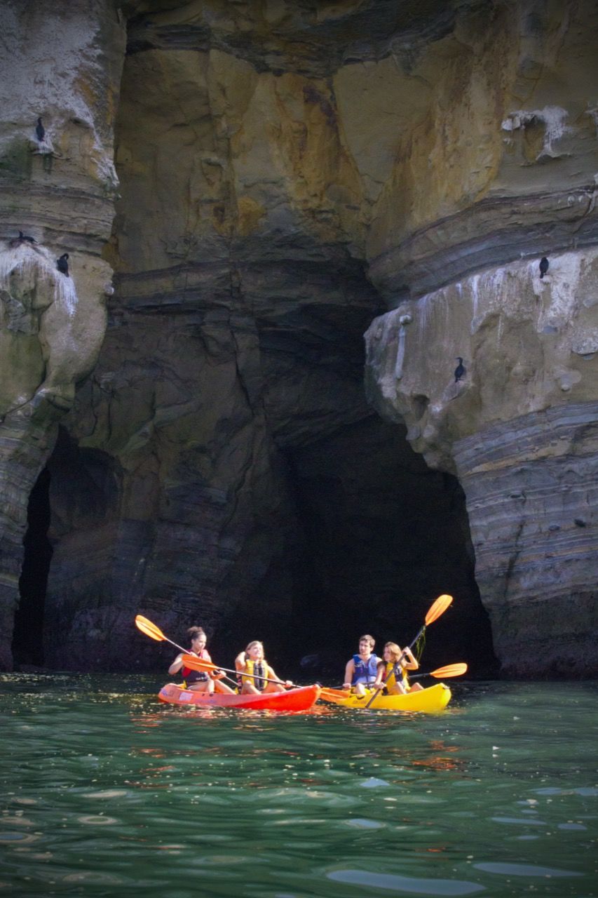 Kayaks près des cavernes de La Jolla 