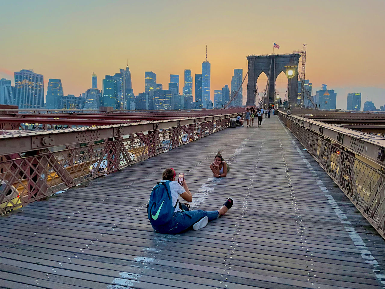 Coucher de soleil sur le pont de Brooklyn