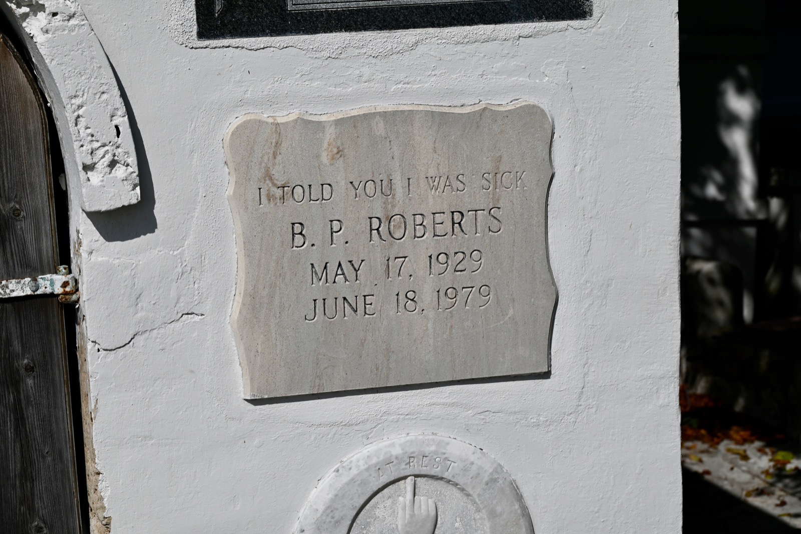 Pierre tombale de B.P. “Pearl” Roberts au cimetière de Key West