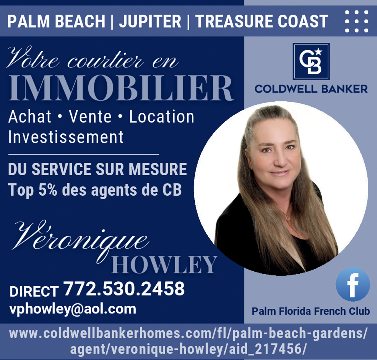 Véronique Howley, agent immobilier francophone dans la région de Palm Beach en Floride